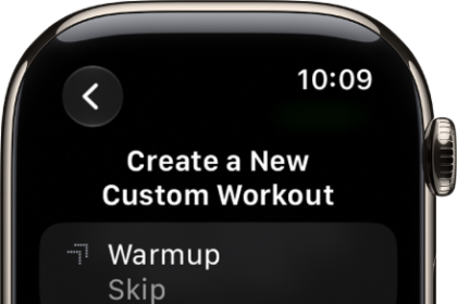 The Workout app showing a screen for creating a Custom Workout.