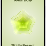 A screen in the Health app identifying the current mood as Slightly Pleasant. At the bottom of the screen is a slider to adjust the level of the emotion.