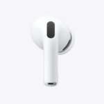 On AirPods Pro 3, the heart rate sensor blinks, then a heart rate value scrolls onto the screen with a beating heart next to it. The heart rate increases.