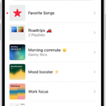 The Library tab showing the list of playlists. At the top are buttons to create a new playlist or create a new folder.
