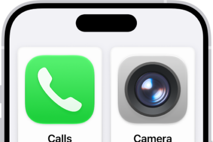 An iPhone showing the Assistive Access Home Screen with a large grid of apps.