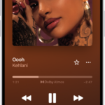 The playback controls for Music, including the Playback Destination button at the bottom of the screen.