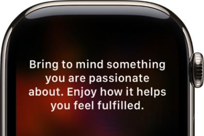 The Mindfulness app showing a thought you can reflect on. A Begin button is below.
