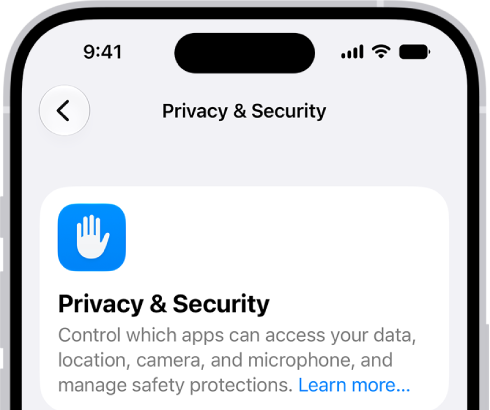 The Privacy & Security screen in Settings.