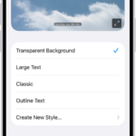An iPhone showing an example of subtitles with a custom style.