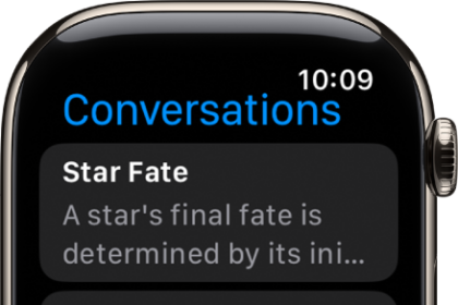 The Siri app showing two conversations. A button to start a new conversation appears at the bottom of the screen.
