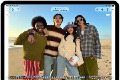 A photo is open in the Photos app and fills the center of the screen.
