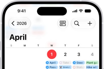 A calendar in Month view showing events and reminders.