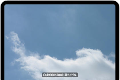 An iPad showing an example of subtitles with a custom style.