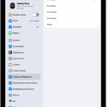 The Auto-Lock screen, with settings for the length of time before iPad automatically locks.