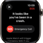 The Crash Detection screen showing the SOS slider to start an emergency call.