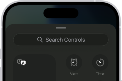 The controls gallery, showing the available Control Center controls.