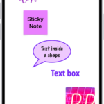 A Freeform board with text rendered in a drawing, sticky note, shape, text box, and image.