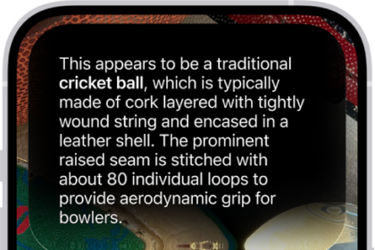 An iPhone screen shows a response from Siri identifying what's in the camera viewfinder.