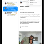 A message is open in the Mail app, and search terms are being typed in the screen's sidebar.