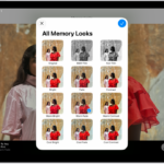 A memory movie is playing and in the middle of the screen are the options for applying a Memory Look.