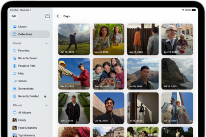 Days collection is open in the Photos app, showing collections of photos from each day arranged in a grid.
