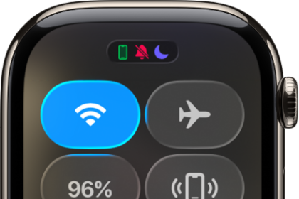Control Center showing six buttons—Wi-Fi, Ping iPhone, Battery, Silent Mode, Theater Mode, and Do Not Disturb.