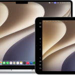 A Mac screen next to an iPad screen. Both screens show the Mac desktop.