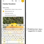 The onscreen keyboard is open in the Messages app. Text is entered in the text field and above the keyboard are predictive text suggestions for the next word.