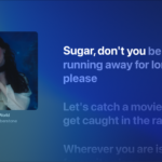 Now playing screen showing lyrics
