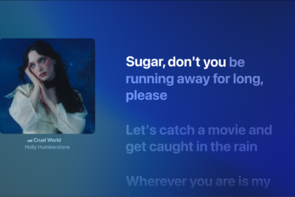 Now playing screen showing lyrics