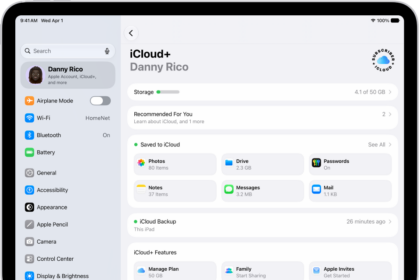 The iCloud settings screen showing the iCloud storage meter and a list of apps and features, including Photos, iCloud Drive, and iCloud Mail that can be used with iCloud.