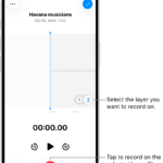 The screen for recording a second layer in Voice Memos.