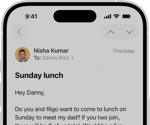An email showing reply options. Across the middle of the screen, from left to right, are Reply, Reply All, Forward, and Trash.