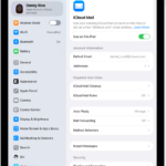 The Settings app, open to the iCloud Mail screen. Custom Email Domain is at the bottom of the menu.