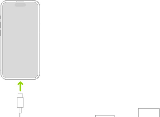 iPhone connected to the power adapter plugged into a power outlet.