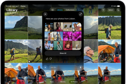 An iPad showing Siri finding content specified in the request.
