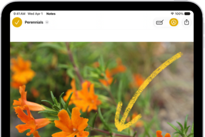 A note is open in the Notes app, and the Markup toolbar is open at the bottom of the screen. The Markup tools from left to right are: the Pen, Mono line, Marker, Eraser, Lasso, Ruler, and Pencil, followed by color buttons, the Add button, and the More button.